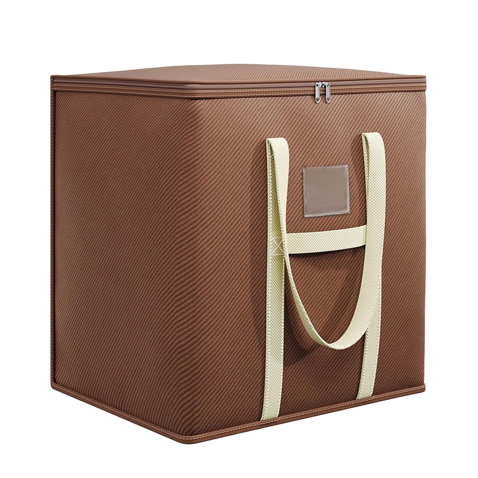 HonorHut Cube Storage Bag with Lids Double Zip Large Storage Bag Brown 50×40×50 cm for Winter Clothes Bedding — image 1