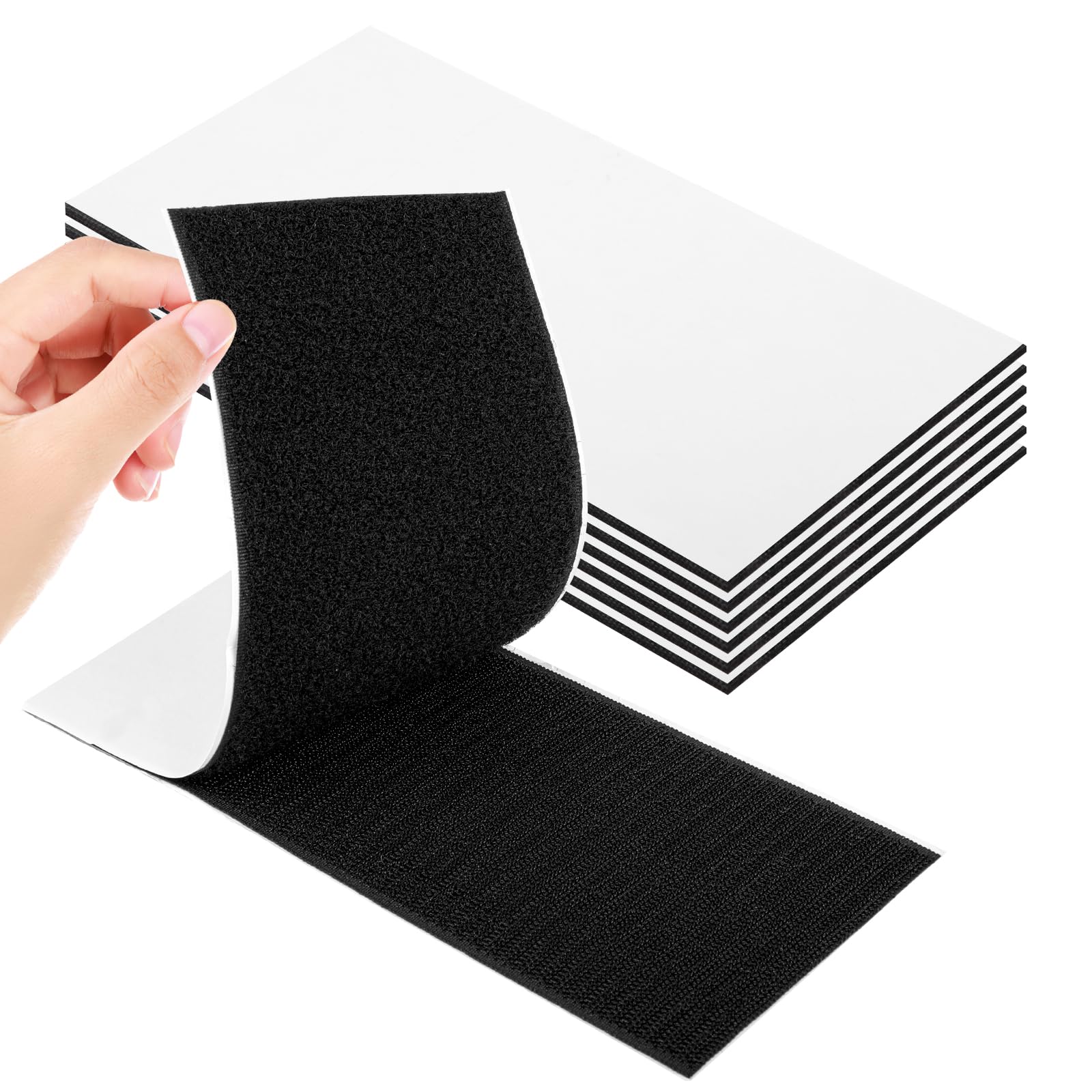 Klettband Selbstklebend Breit 6 Paar, 100 mm × 200 mm Extra Stark Klettverschluss Selbstklebendes, Klett Klebepads Schwarz für Häusliche und Schule, Ideale Alternative zu Schrauben, Klebstoff