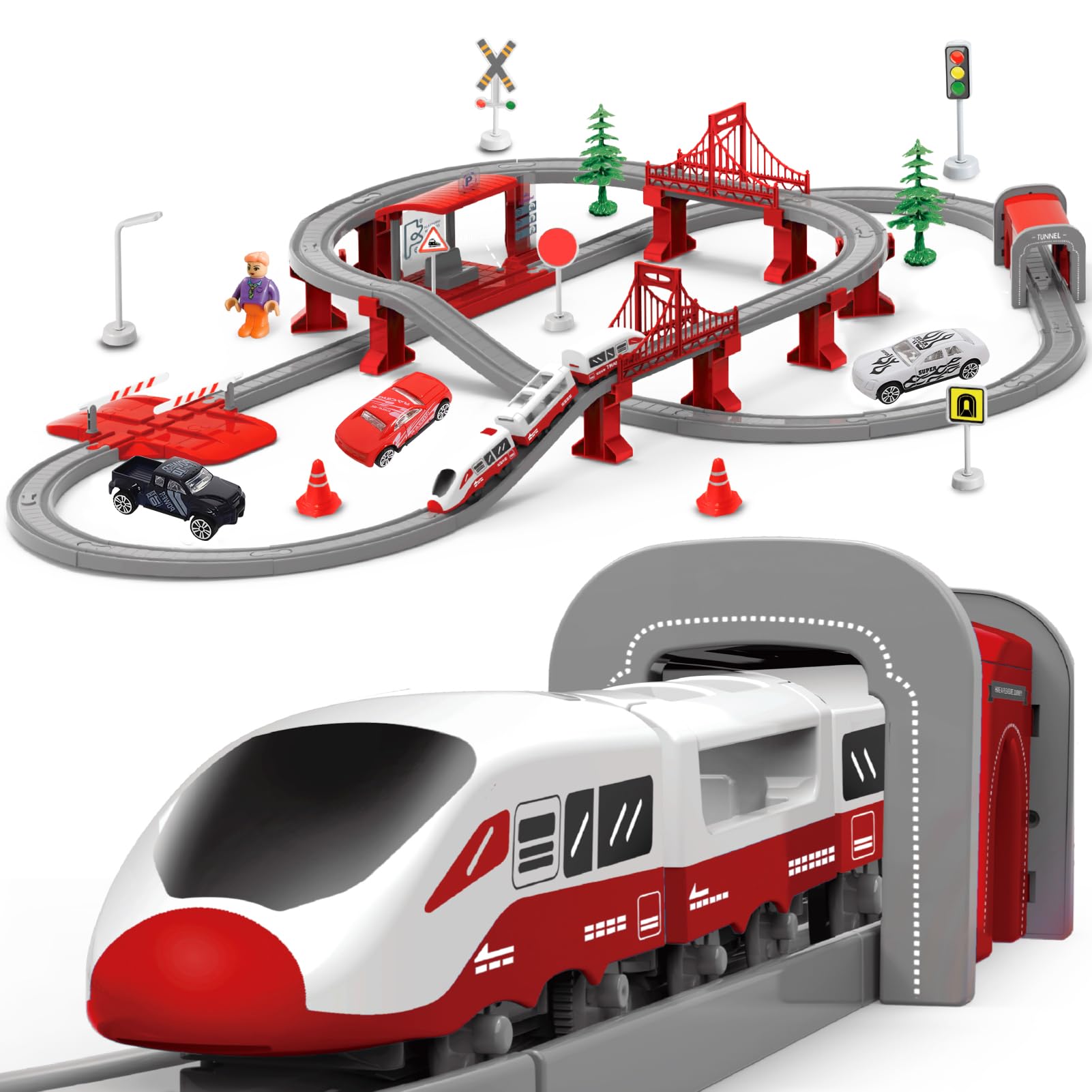 XIAPIA Electric Train Sets Railway Learning Educational Toys for Kids Boys Girls Age 3 Years Up