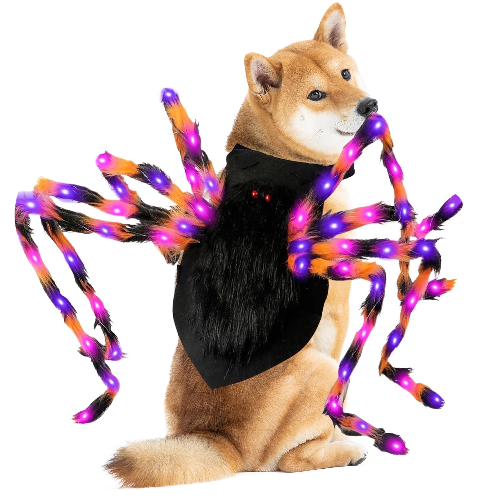 Glowing Spider Pet Costume - Dress-Up Prop For Pet Transformation Spider Halloween Costume With LED Lights For Halloween Small Cats Large Dogs For Party Photo Enjoyment Celebration Gathering Shoots
