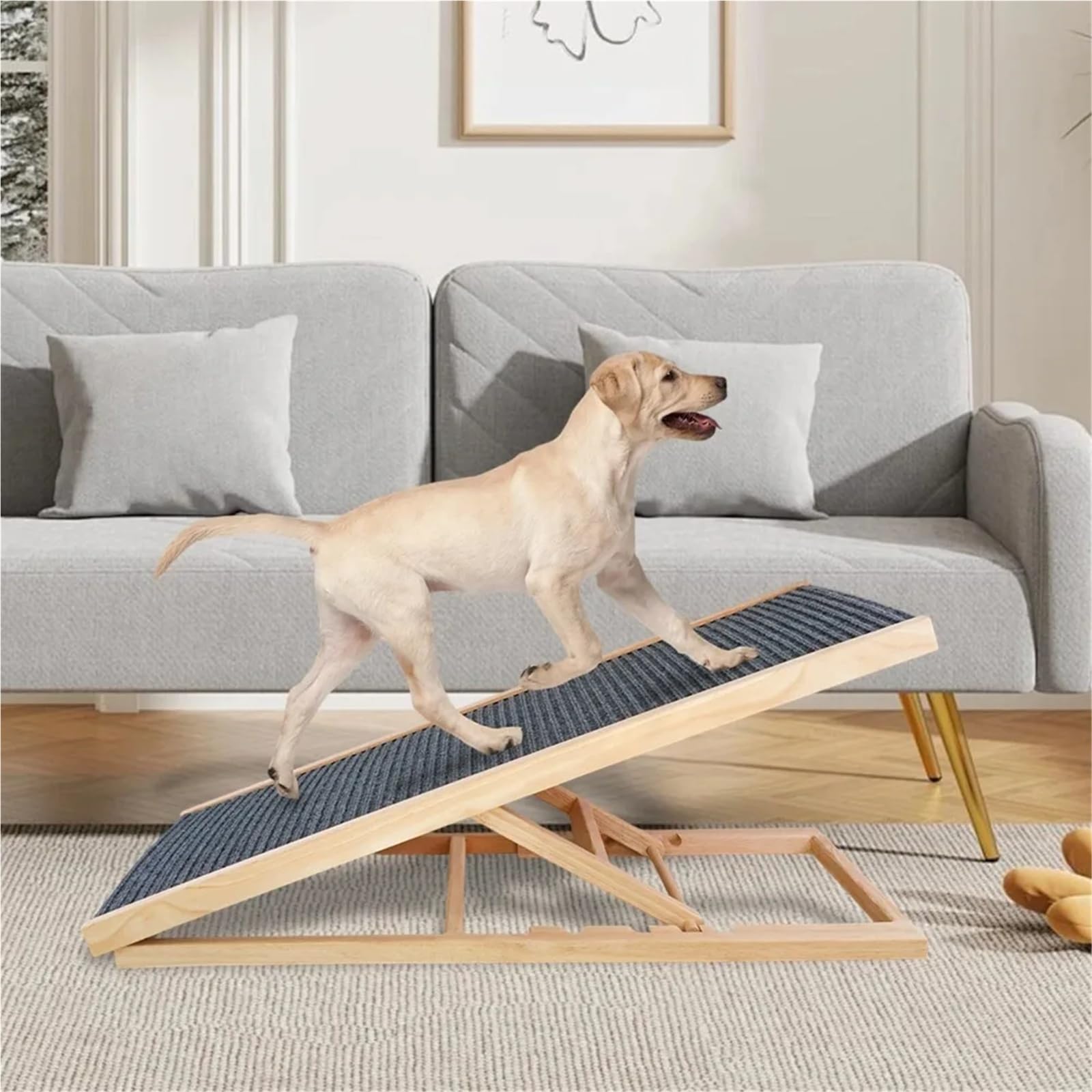 Escaleras Plegables con rampa for Perros con Altura Ajustable, inclinación de 39° for Perros pequeños y Grandes for Subir al sofá Cama, sofá y Coche(70cm)