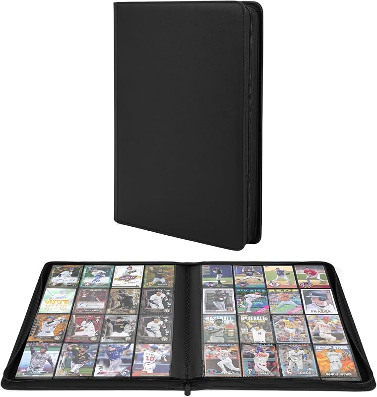 Carpeta de tarjetas coleccionables premium con más de 1000 bolsillos, álbum de carga lateral sin anillas de 16 bolsillos para TCG, MTG, Lorcana, deportes y tarjetas de tamaño estándar (Negro2)