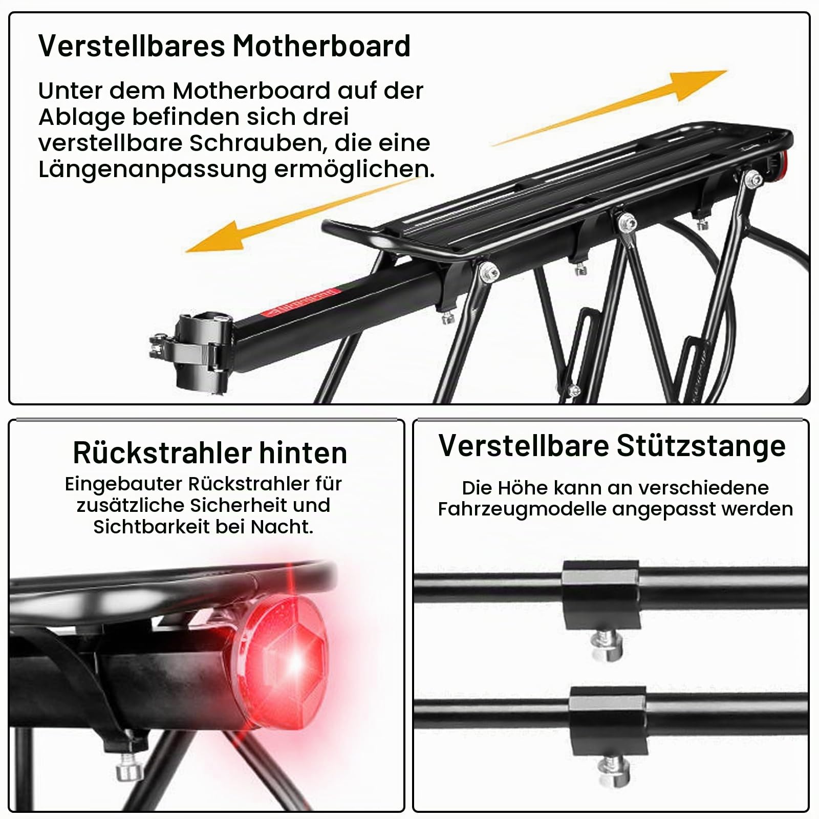 Fahrrad Gepäckträger Set - 100KG Tragfähigkeit Fahrrad Gepäckträger Hinten mit Schutzblech und großem Reflektor, Schnellverschluss gepäckträgerfahrrad für Mountainbike & Rennrad [24-29 Zoll]