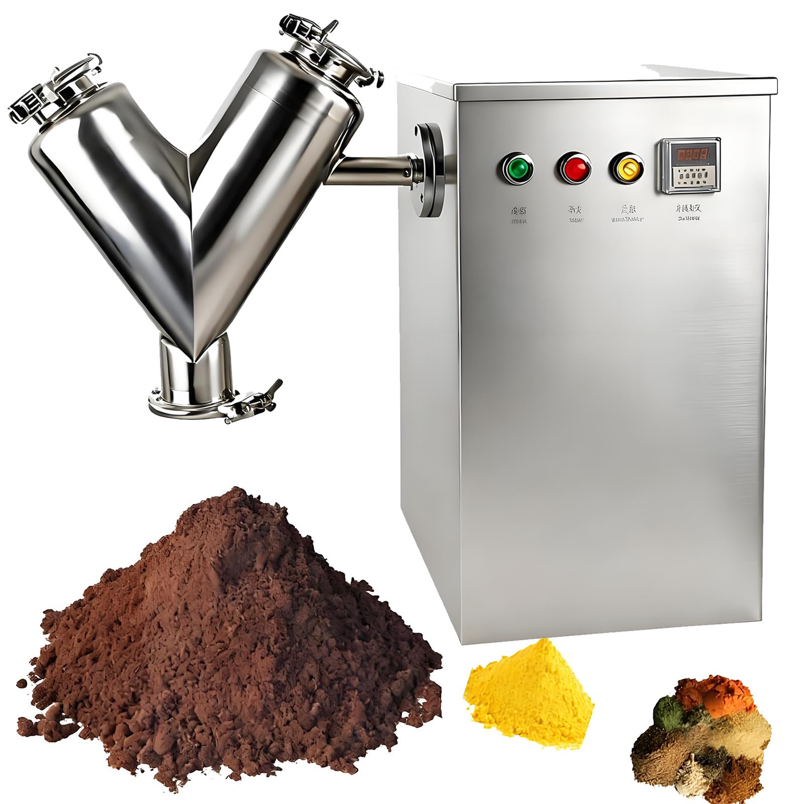Mezclador De Polvo Tipo V,Miscelatore Industriale per Polveri,velocità E Timer Regolabili,Miscelazione Efficiente per Fertilizzante E Carburante 8L