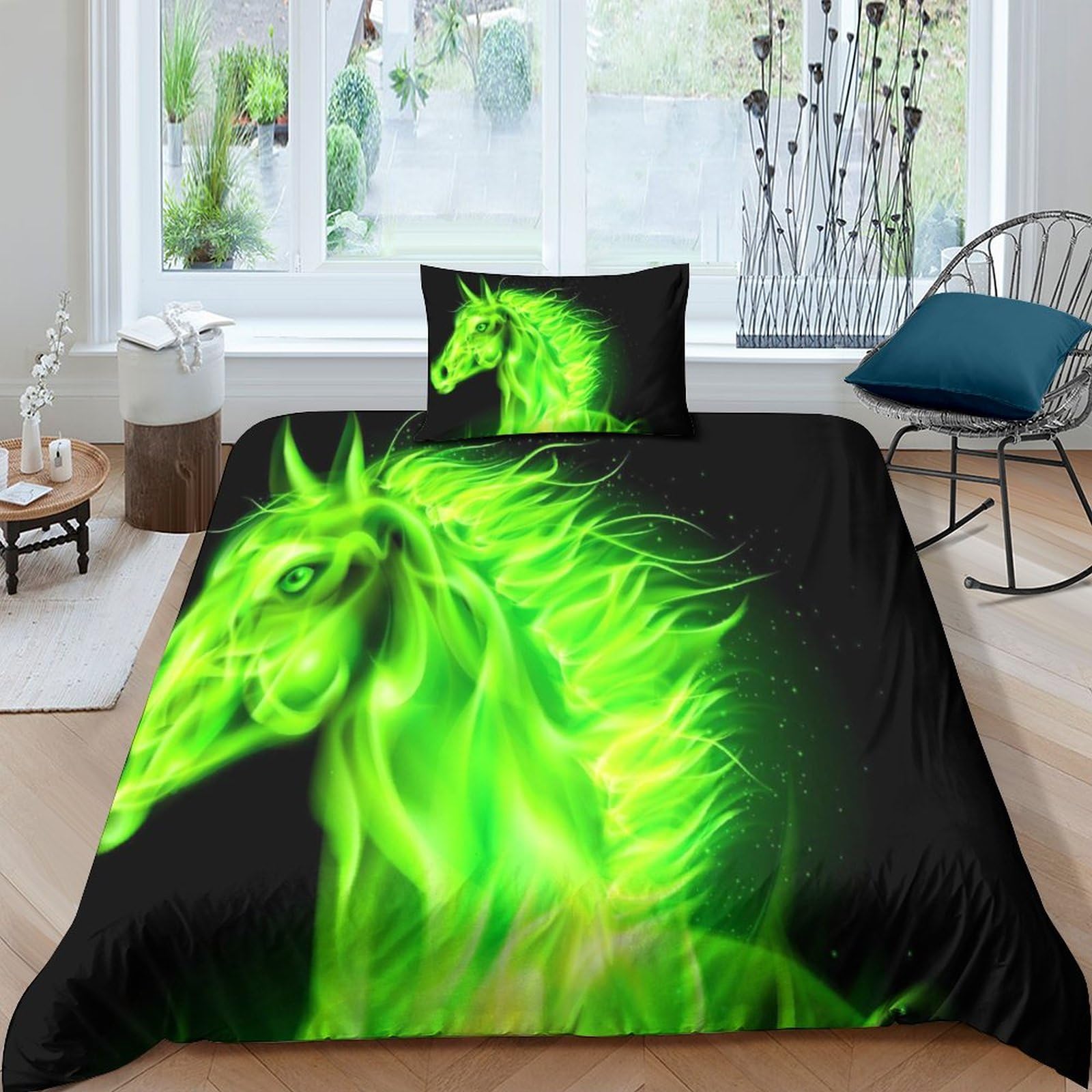 Housse de couette Cheval Lumineux respirante ensemble de lit microfibre douce