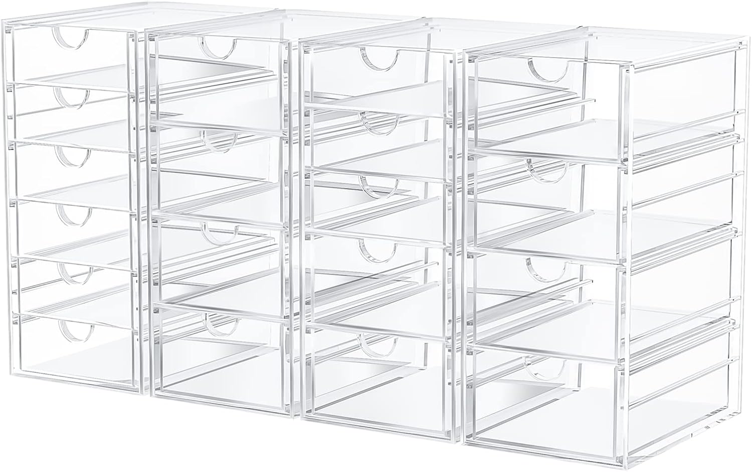 Makeup Organizer with 19 Drawers, 4 Pack Desk Organizers