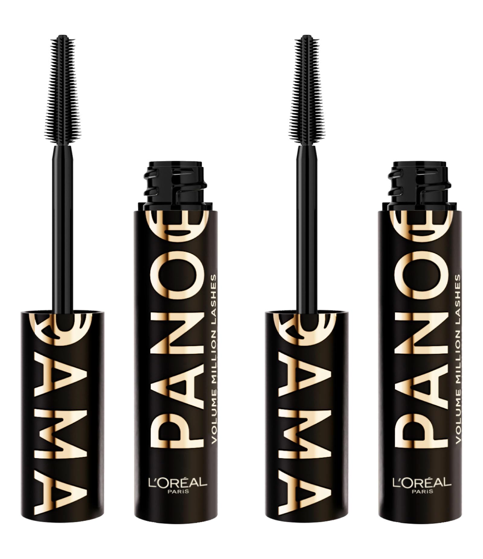 L'Oréal Paris Mascara Volumizzante Panorama All Night Black Colore Nero Lunga Tenuta 24h Sguardo Intenso Ciglia a Ventaglio e Occhi Più Grandi Formula Extra Nera - 2 Mascara