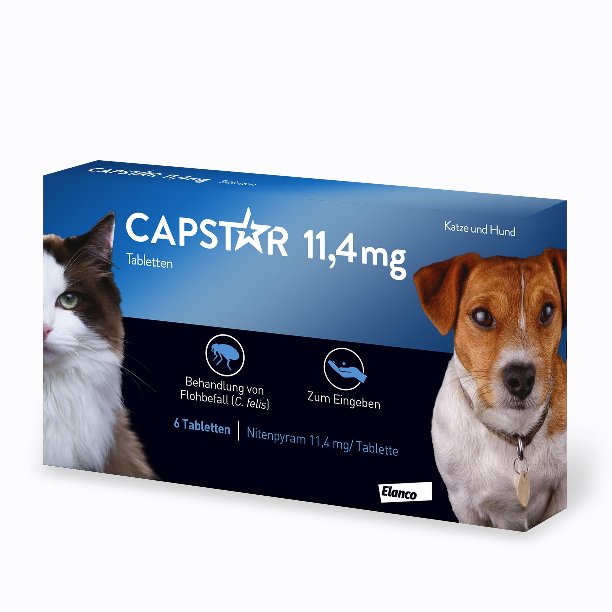 Capstar Flohtabletten für Katzen & kleine Hunde 1-11kg, 6 Stück | Zur Sofortbehandlung bei akutem Flohbefall. Wirkt schnell ab 15 Minuten. Einfache orale Eingabe gegen Flöhe