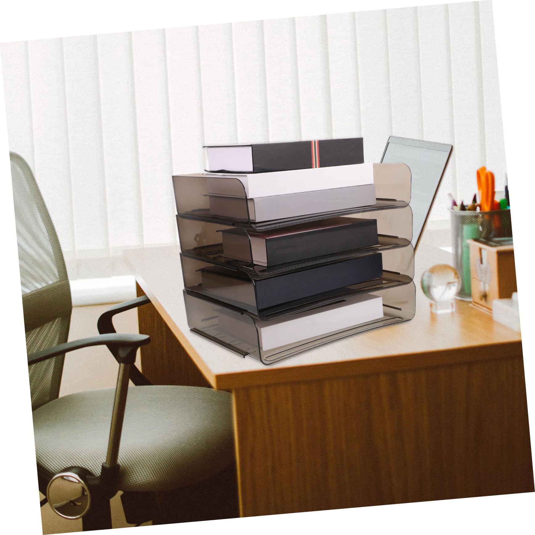 Festa Scuola Decor File Organizer da Scrivania in Acrilico | Multi Layer Storage, Formato A4, Coffee, per Studenti e Insegnanti, Stackable Design, Salvaspazio