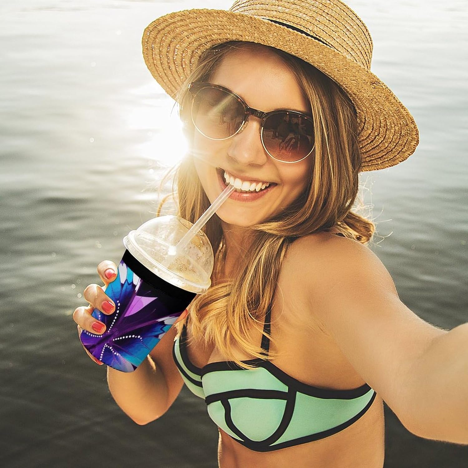 3 Pack Neoprene Cup Sleeves, Stretchy Reusable Drink Cup Cover Universal