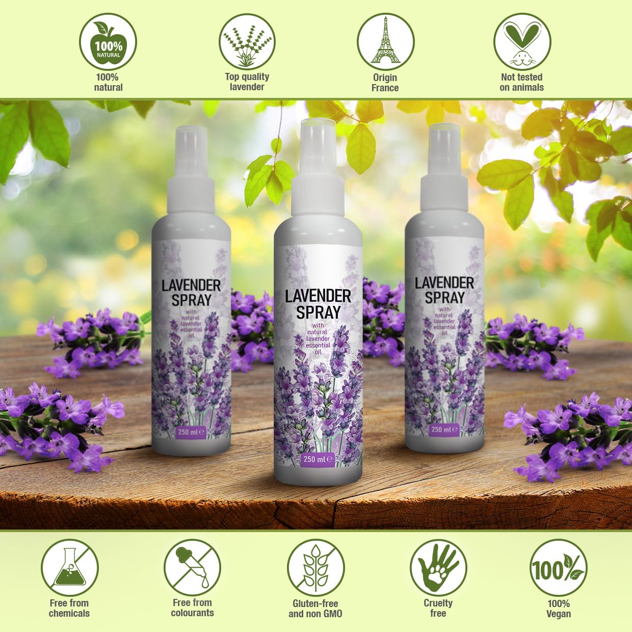 Lawendowy Spray z Olejkiem - 250ml - do Spania, Poduszek i Bielizny - Relaksujący Odświeżacz do Szafy z Lawendą