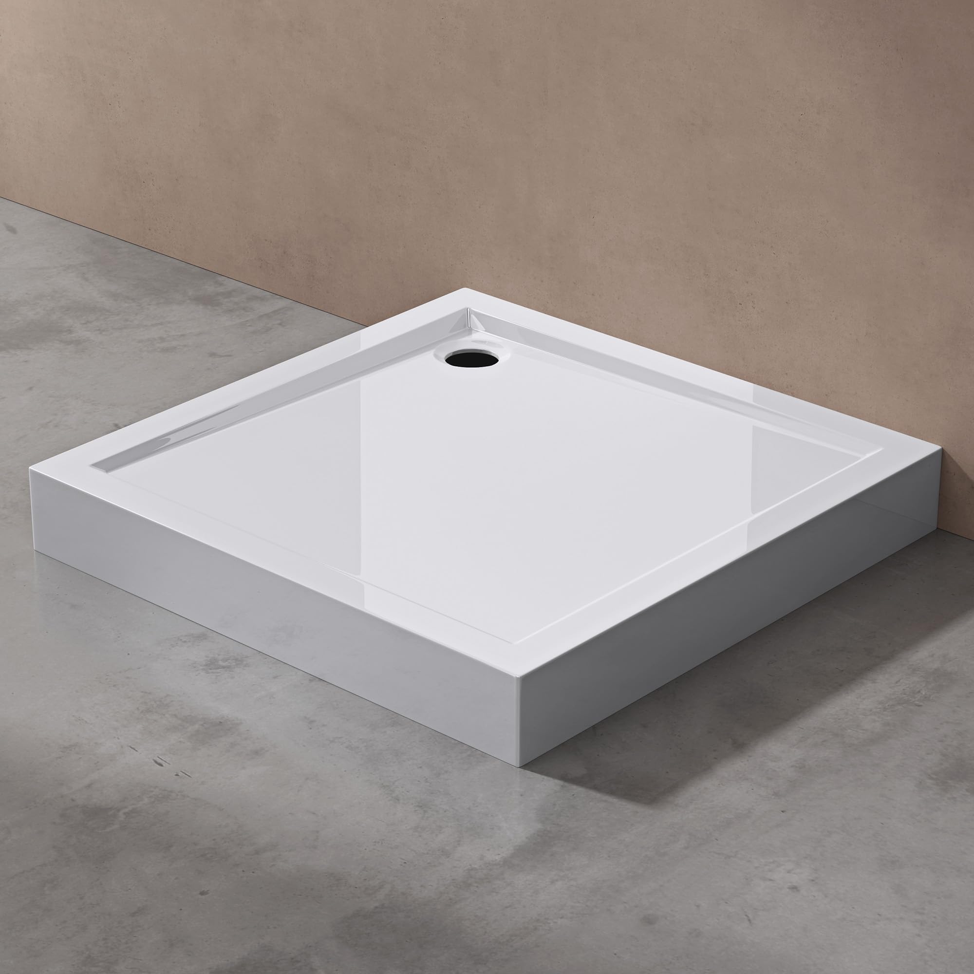 doporro Plato de Ducha 90x90x14 cm Acrílico Blanco, Cuadrado, Incluye Válvula de Desagüe AL02, Conexiones DIN, Fácil Montaje Faro1H