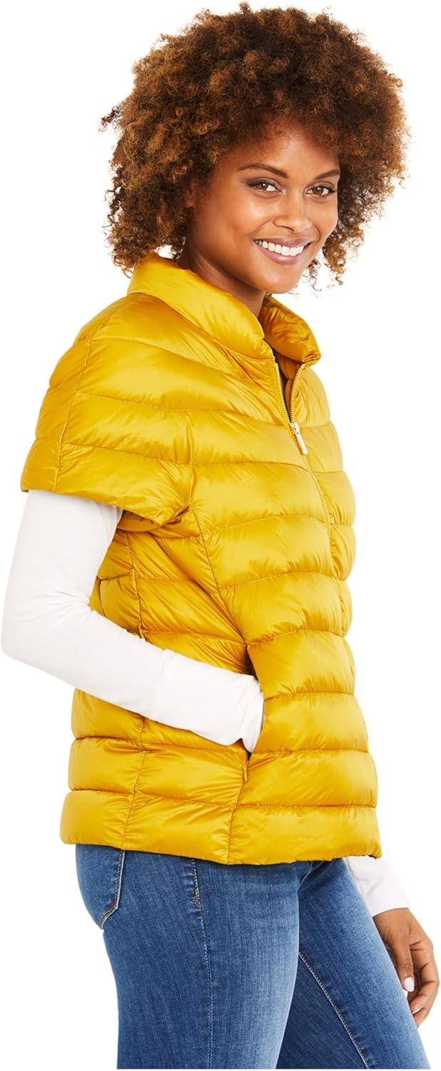 Martha Stewart Women’s Quilted Down Puffer Vest, Lightweight Short Sleeve Jacket with Pockets, Warm Winter Coat - Image 3