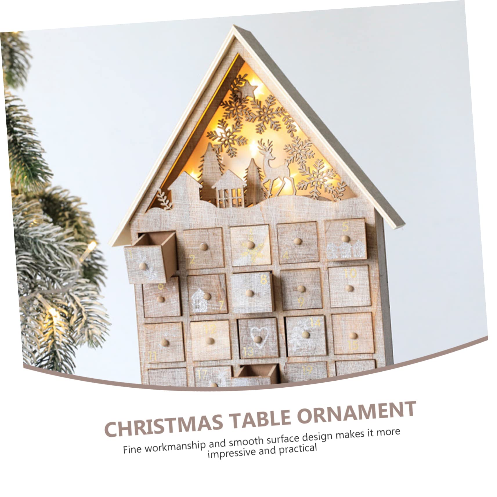 PRETYZOOM Holz Adventskalender für Junge Mädchen mit Weihnachtsgeschenkhalter aus Hochwertigem Material Weihnachtsdekoration für Schreibtisch und Wohnzimmer
