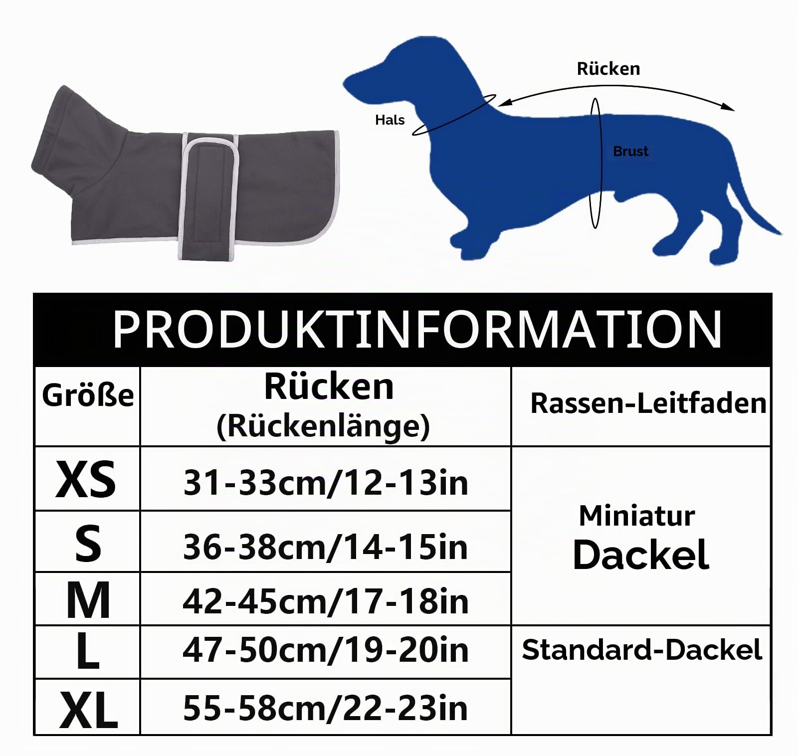 Geyecete -Gemütlich Polarfleece Winter hundemantel fur Dackel,Miniatur Dackel Fleece hundepullover,Hoher Kragen warmes Hundeveste mit Geschirr öffnung,Einstellbar kleine Hundejacke-Grau-S