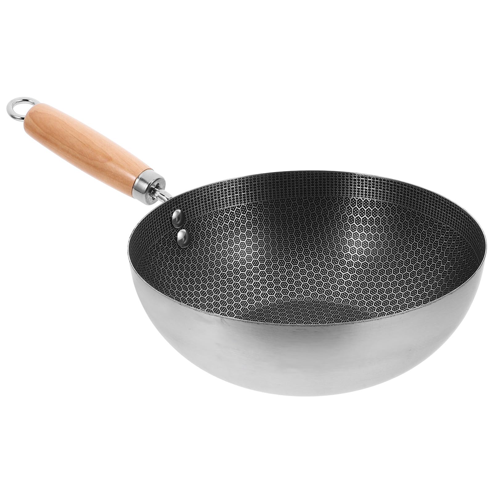 Supvox Wokpfanne aus Edelstahl mit Antihaftbeschichtung und Ergonomischem Griff für Küche und Bbq Wabenmuster für Gesünderes Braten