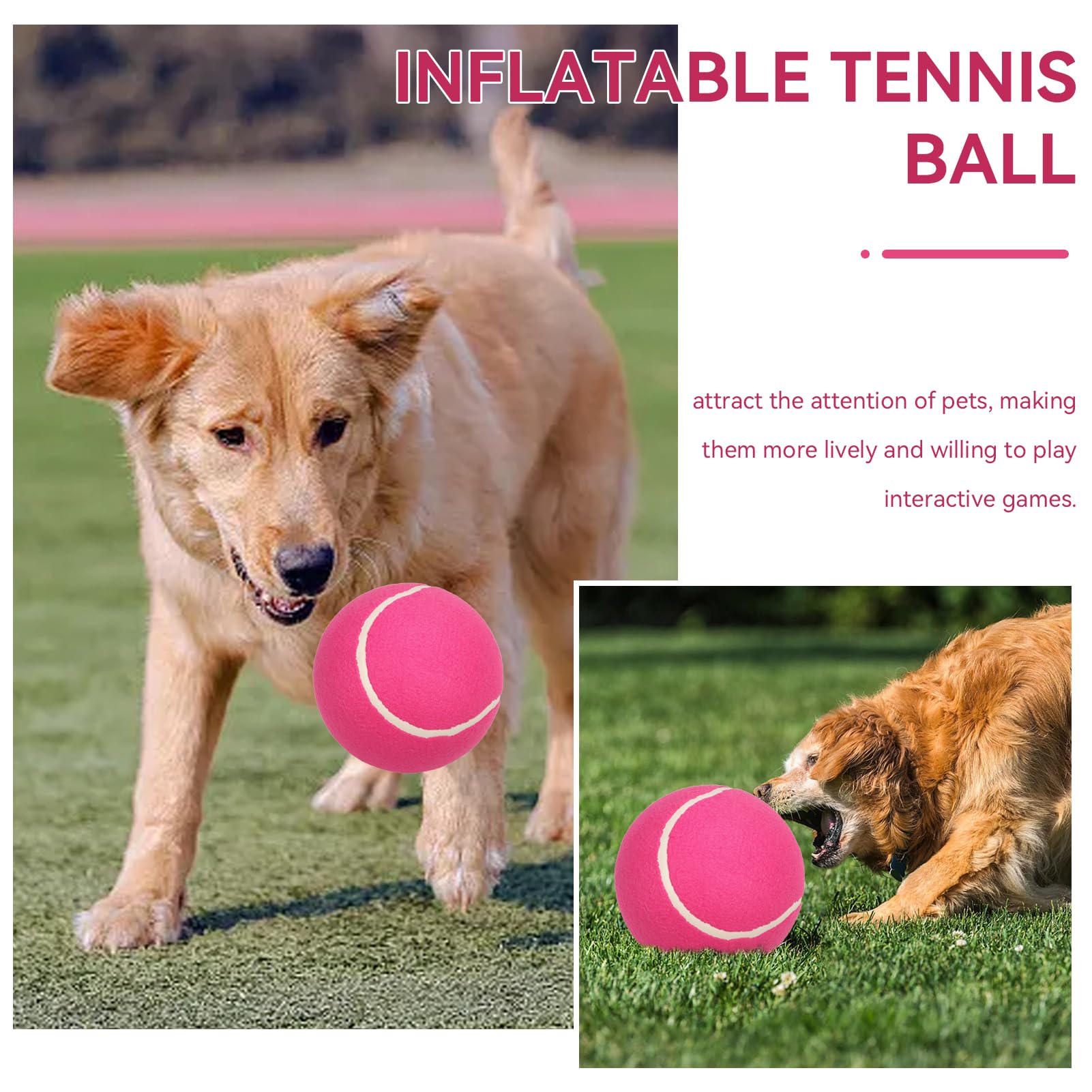 HERCHR Palla da Tennis Grande, 8 pollici Palline da Tennis Giganti Gonfiabili Palla per Cani Jumbo Palline da Tennis Giganti Giocattolo da Masticare per Animali Domestici(Rosa)