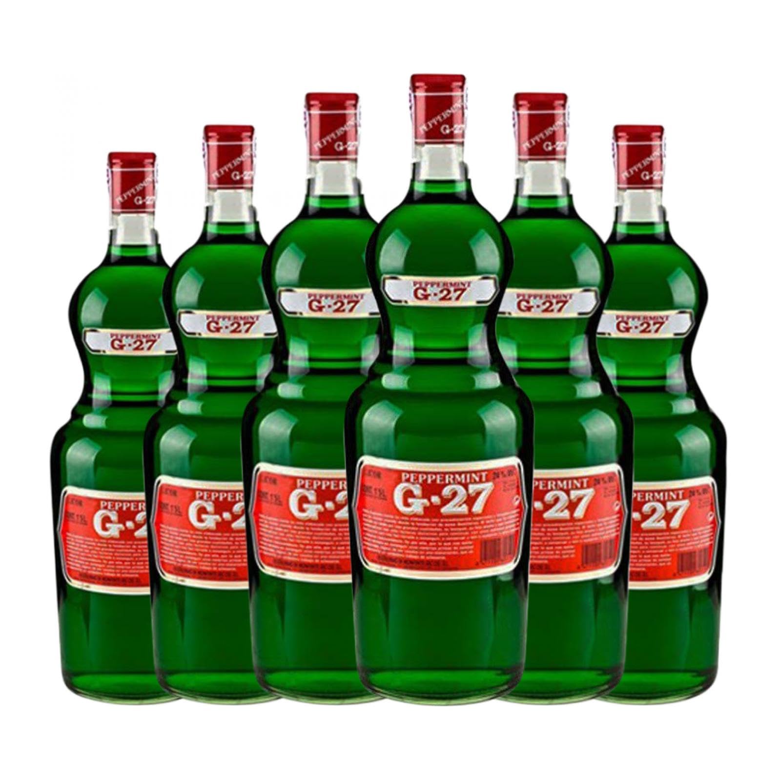 Licores Salas Verde G-27 Pippermint Botella Misil 1 L (Caja de 6 Botella Misil de 1 L)