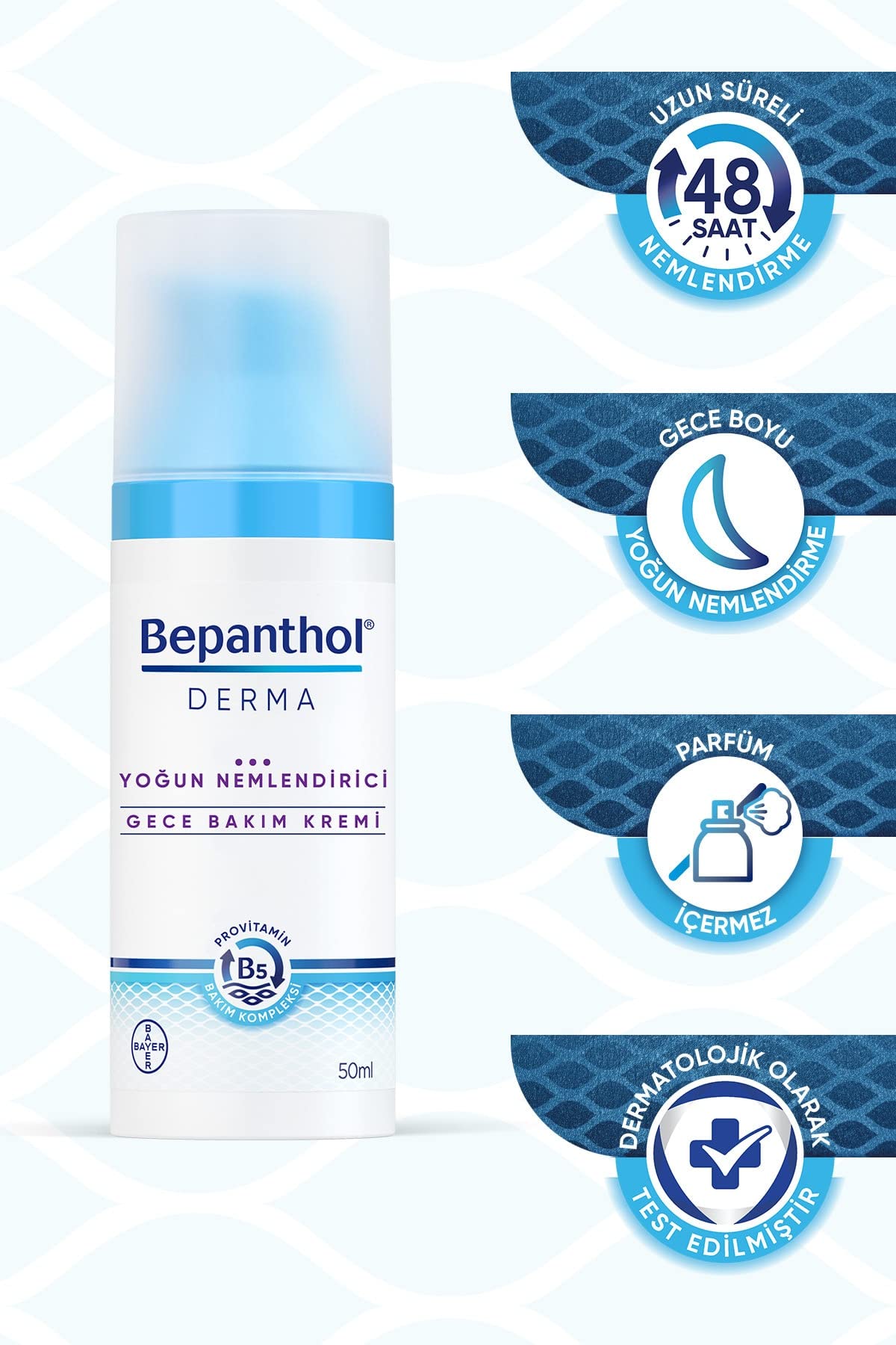 Bepanthol Derma Yoğun Nemlendirici Gece Bakım Kremi (50 ml)