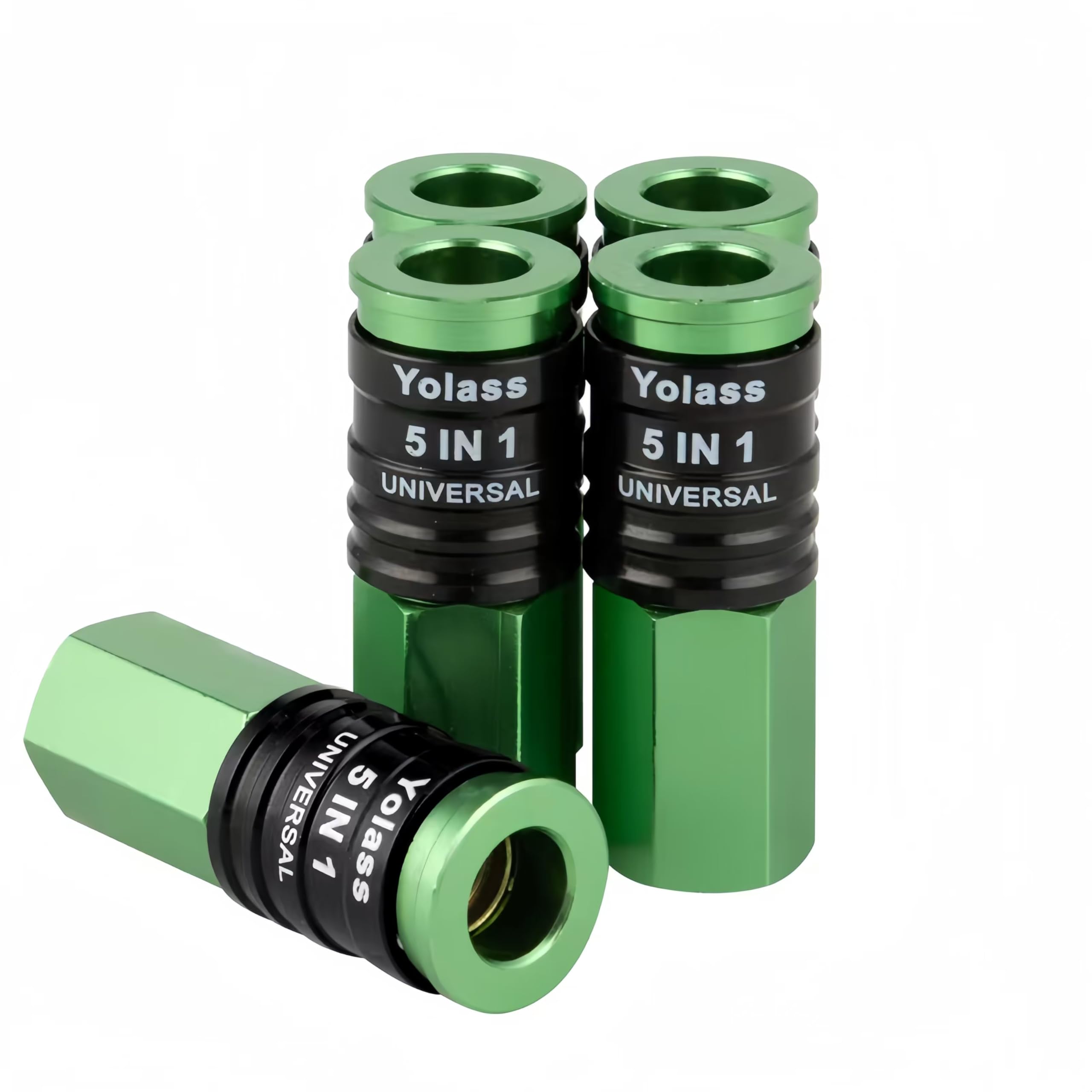 5 IN 1 Universal Quick Industrial Air Coupler, Air Hose Fittings, 1/4" Female NPT, Air Compressor Fittings (5 Piece)