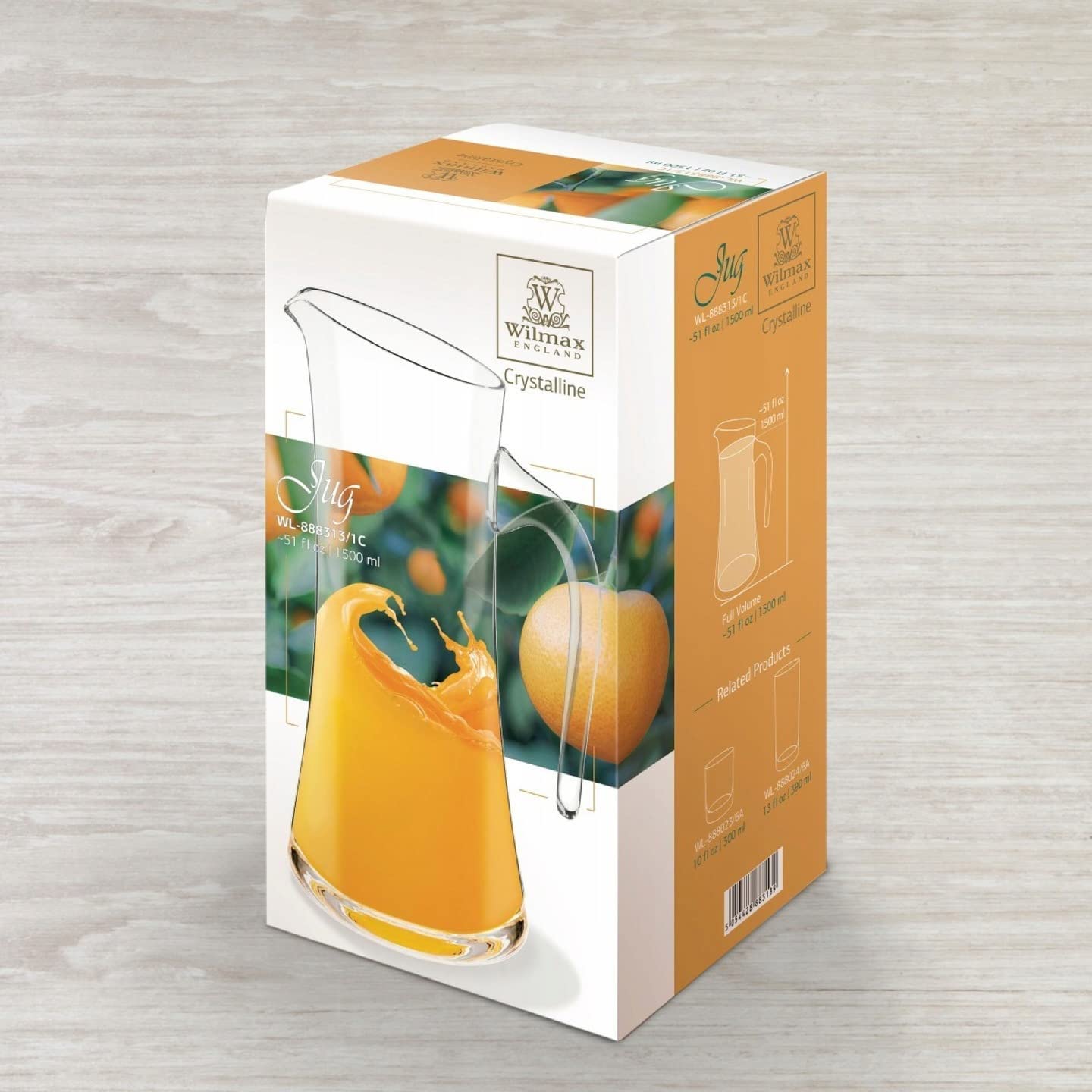 Wilmax Glaskrug 1500 ml | Wasserkrug | Glas-karaffe | Wasserkanne | Glaskaraffe | Weinkaraffe | Glaskanne | WasserKaraffe | Teekanne | Geschenkbox | Transparent | 1 Stück |