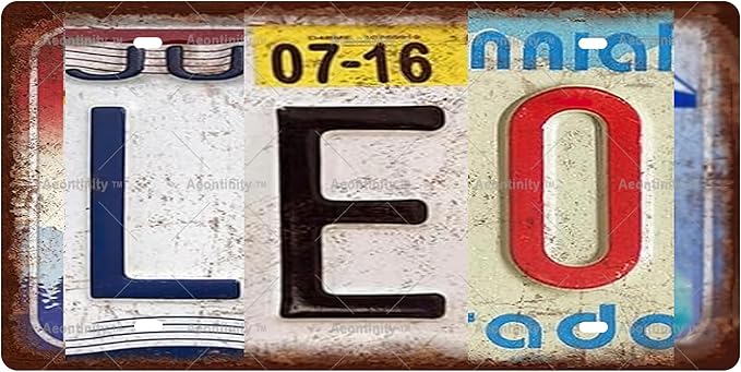 LEO - Zodiac Sign Vintage Metal Tin Sign, License Plate, Home Decor, Room Decor, Wall Decor, Bathroom Decor, Bar Decor, Cafe Decor, Garage Decor, 12 x 6 Inch