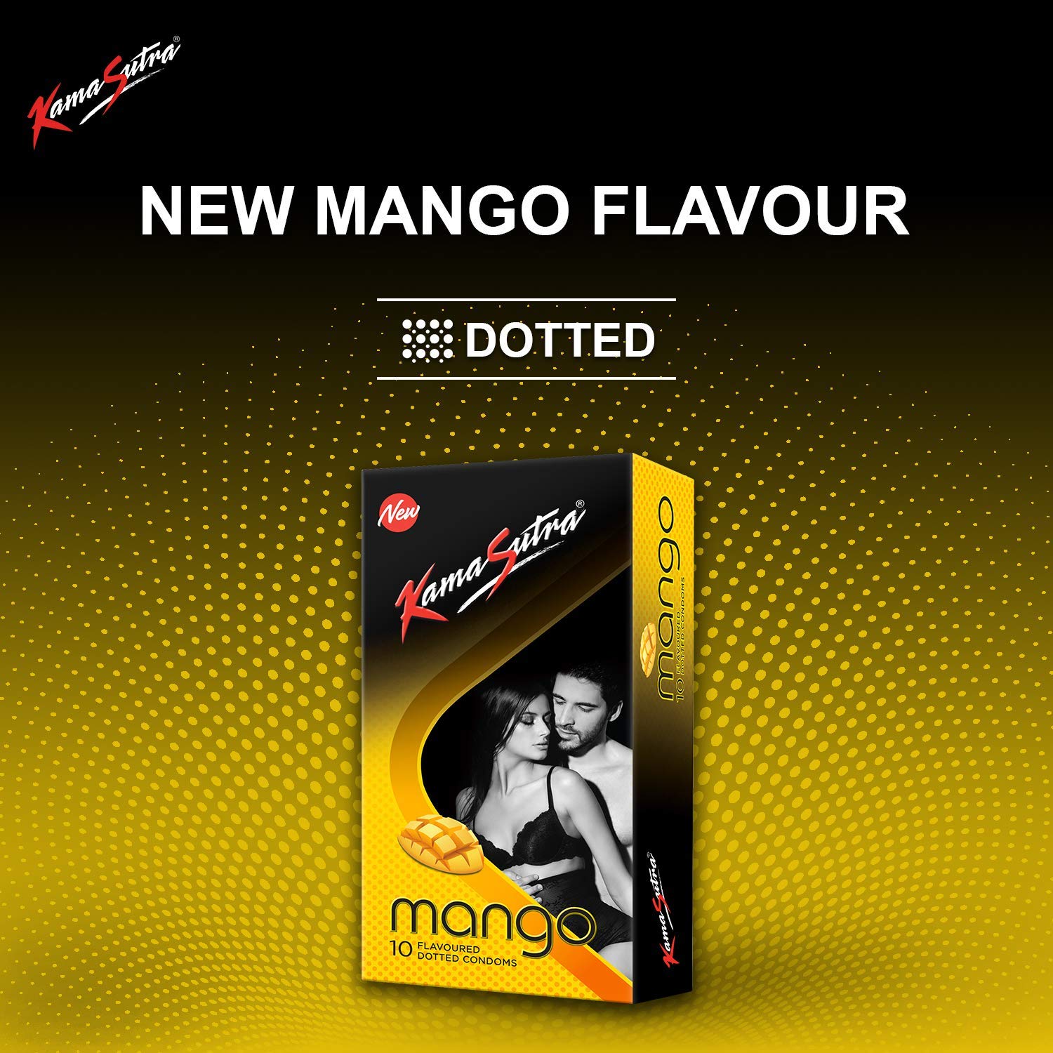 A 'KS_CONDOM' Mango Flavour Condom Made of Natural Rubber Latex For Men(1 Pack Of 10 Condom Each)