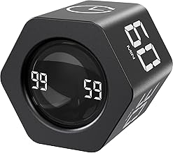 EooCoo Pomodoro Cube Timer with Gravity Sensor,1/5/10/30/60 Minutes Preset,Desk Countup Time with Vibration,Adjustable Modes for Work & Study,Portable Productivity Timer for Focus and Efficiency-Black