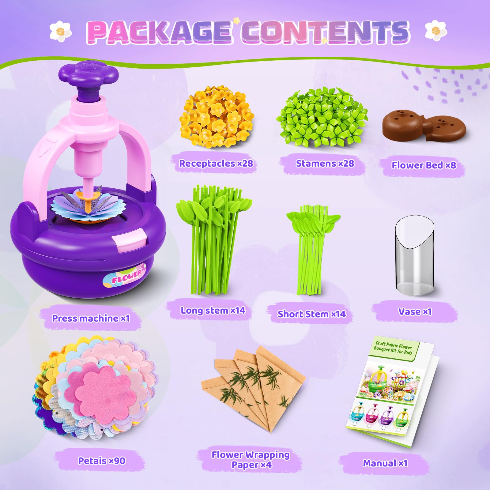 Blumen Bastelset Für Kinder Ab 3 Jahre - Kreative Stoffblumen Mit Blumenmaschine Zum Selbermachen
