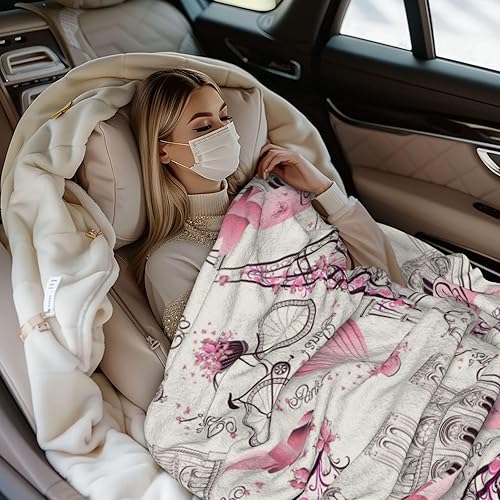 Miniatura 5 de Duduho Manta de cama de la Torre Eiffel de París, ultra suave, para el Día de San Valentín, para todas las estaciones, cálida y ligera, acogedora