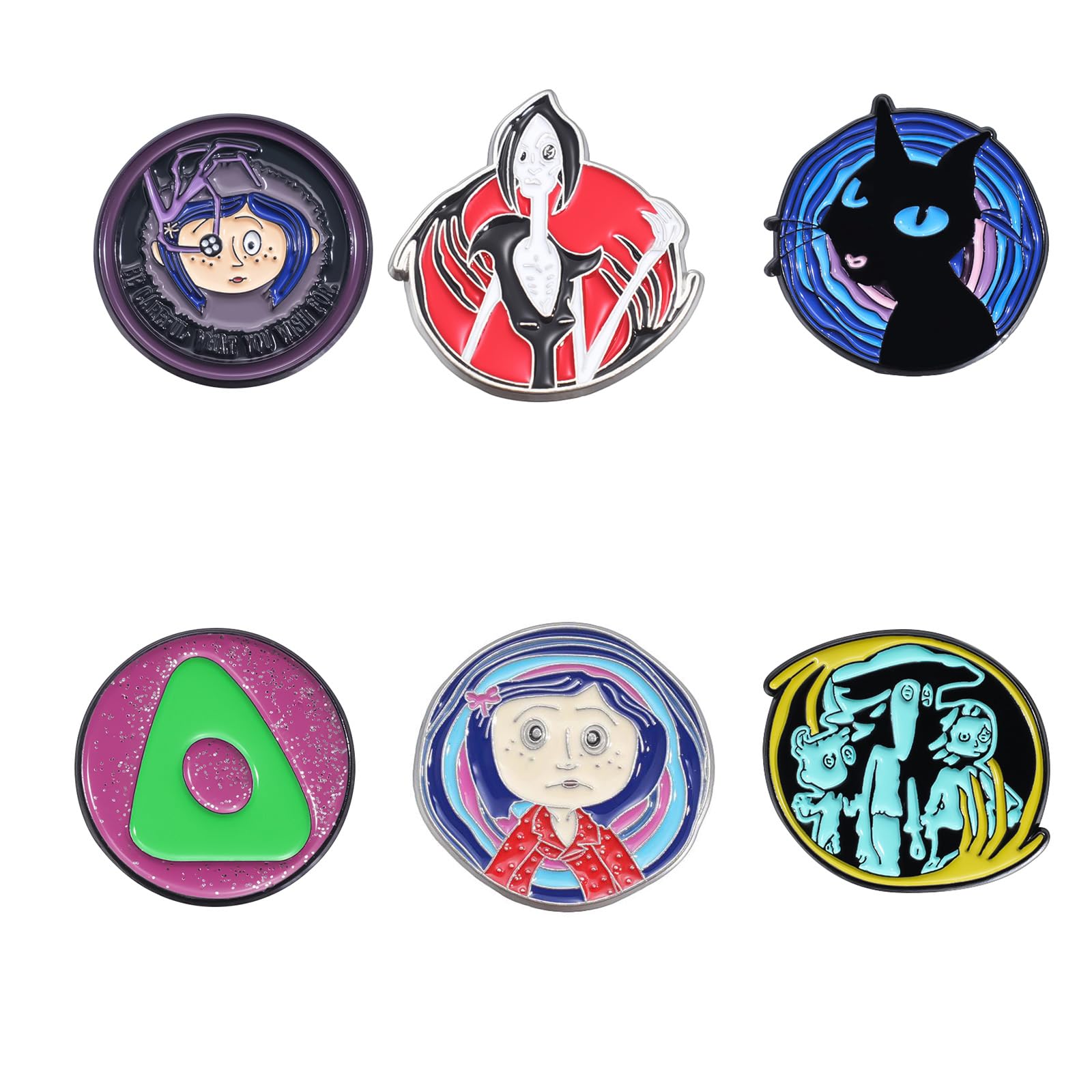 Coraline Brooch Horror Movie Inspired Enamel Pins Set for Jacket Backpack Hat Pant Accessories Halloween