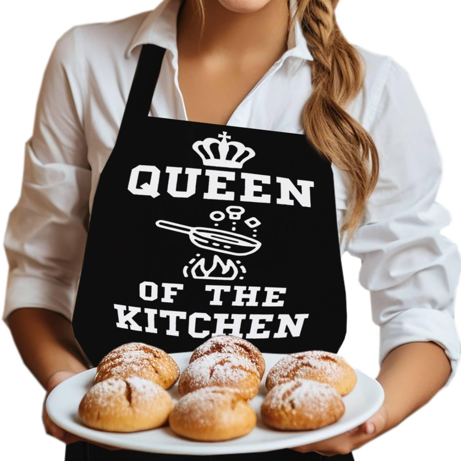 Linen Closet Unisex Kitchen Queen Linen Closet® Baking Aprons For Women Baker Aprons For Men Funny Baking Gifts For Bakers Wife Husband Mother Daughter Kitchen Aprons With Pockets-Queen Of The Kitchen Apron