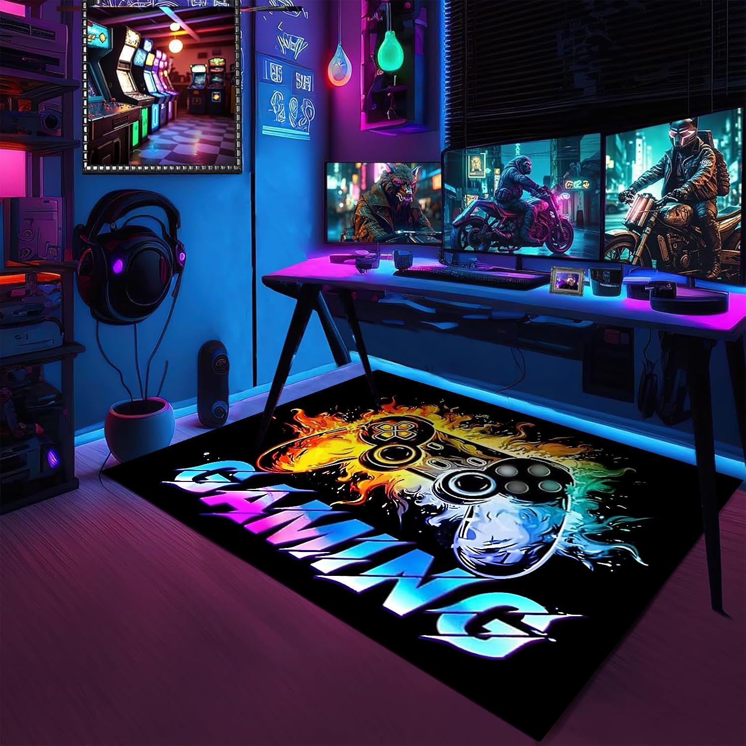 PERFECT LASER Gaming Area Rugs for Boys,Video Gaming Rugs for Bedroom Living Room Playroom,Non-Slip Carpet Decorative Floor Mat(47" x 31") (GM-28)