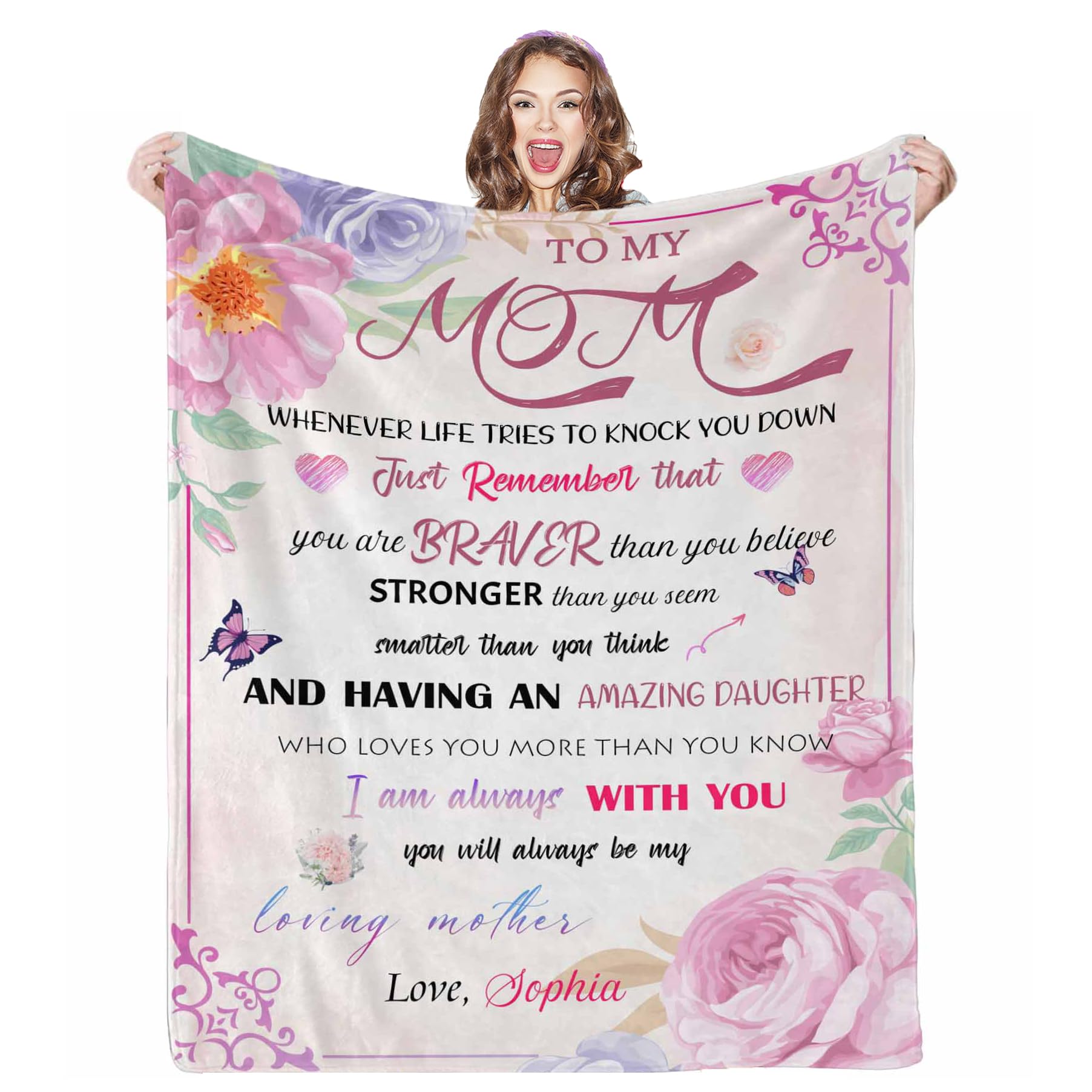 AOFUN Customized Blankets Mother Day Throw Blanket Gifts Mother Daughter Gift mom Birthday Gifts from Daughter Mom Blanket Gift Gift for Mom Blanket