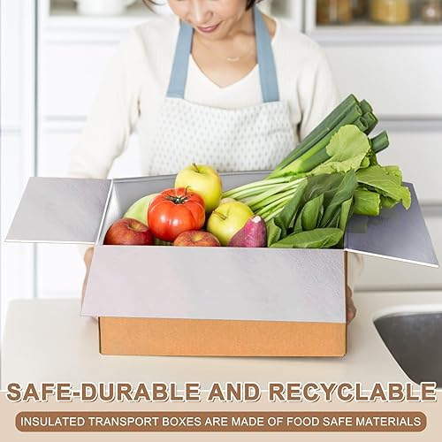 Miniatura 3 de 10 cajas de envío aisladas con forro de papel de aluminio, caja de envío térmica térmica para envío de alimentos congelados, caja enfriadora