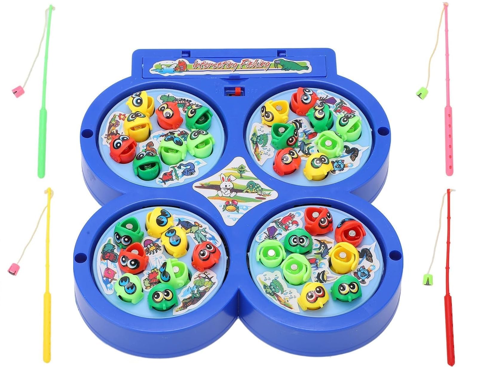 Braintastic Magnetic Fishing Game Board Set for Kids | Fun Board Game with 4 Rotating Ponds, 4 Fishing Rods & 32 Fish | Interactive Party & Family Game Toy