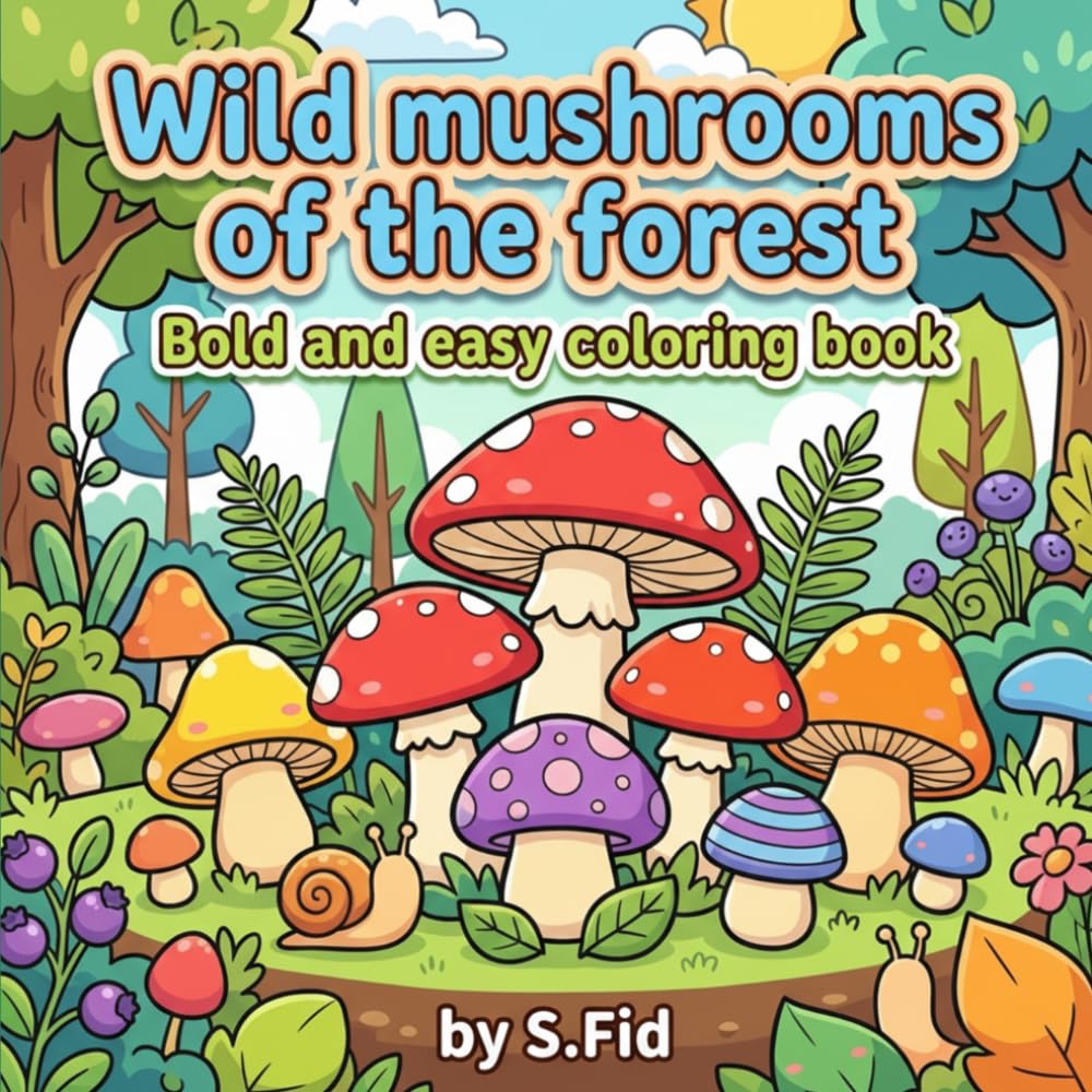 Wild Mushrooms of The Forest Coloring Book: Creative Wild Mushrooms Coloring Book for All Ages-Stress Relief and Relaxation