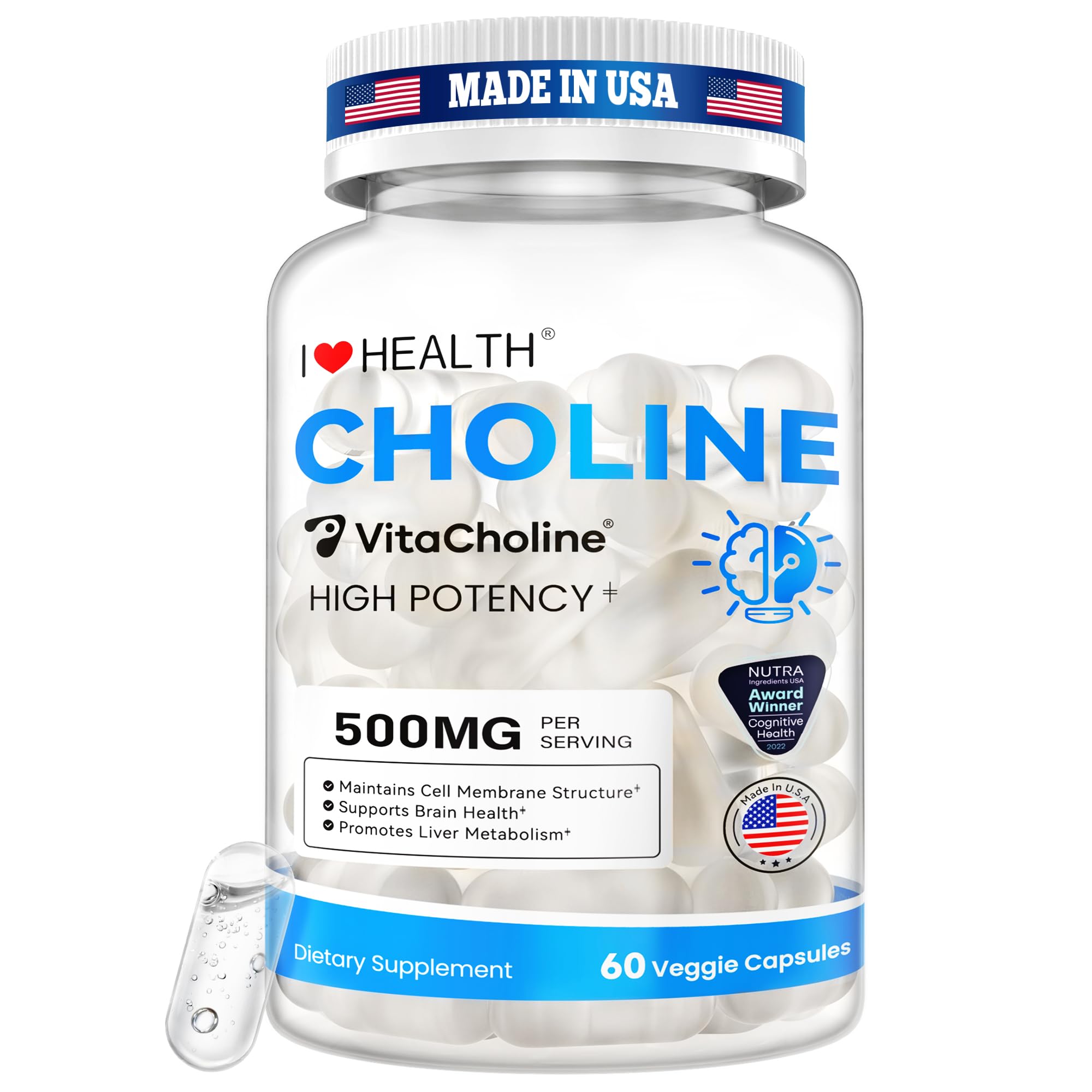 Award Winner -Clinically Dosed 500mg VitaCholine