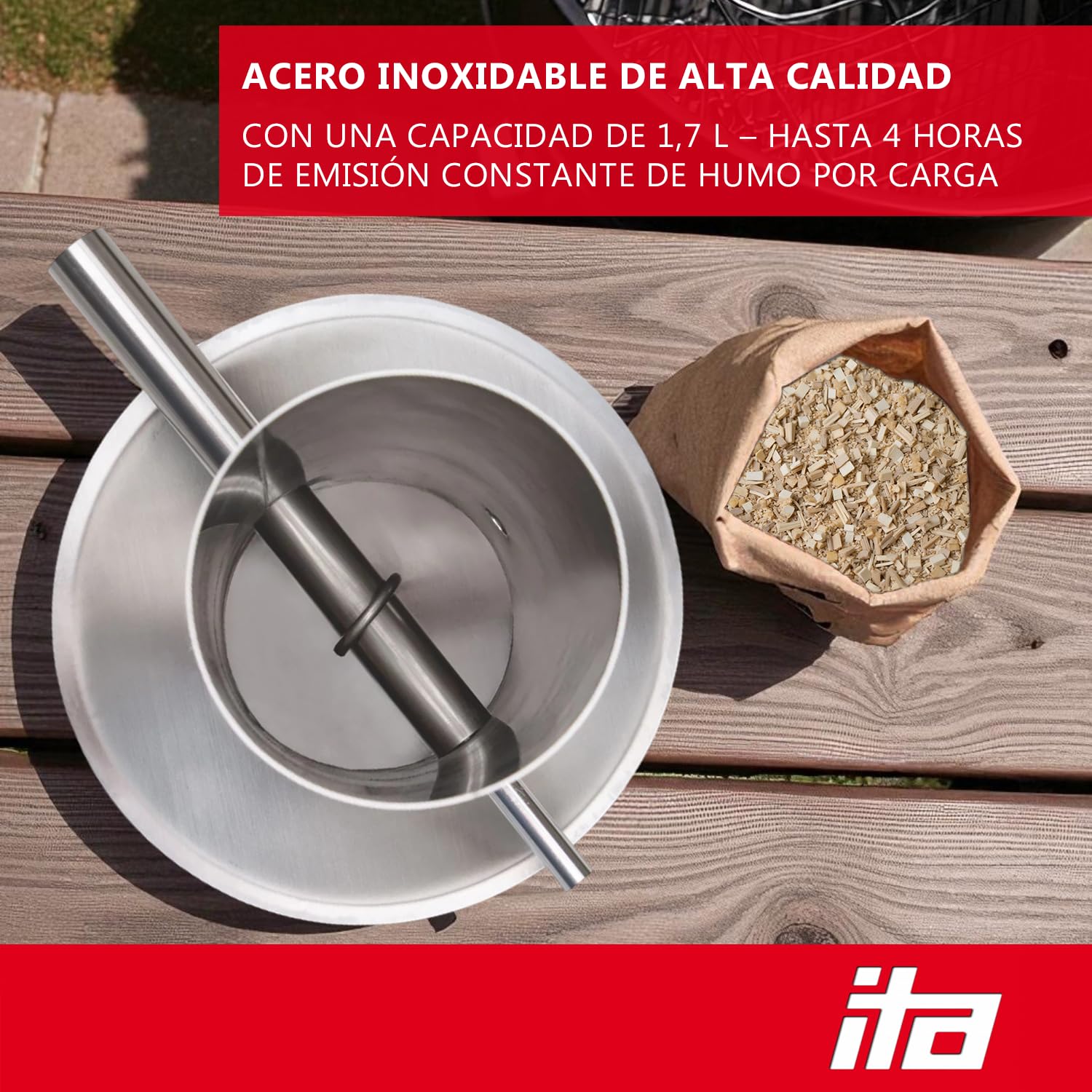 ITA Generador de Humo Frío Premium de Acero Inoxidable - Productor de Humo para Ahumadores - Generador de Humo para Ahumar en Frío Pescado, Carne, Queso