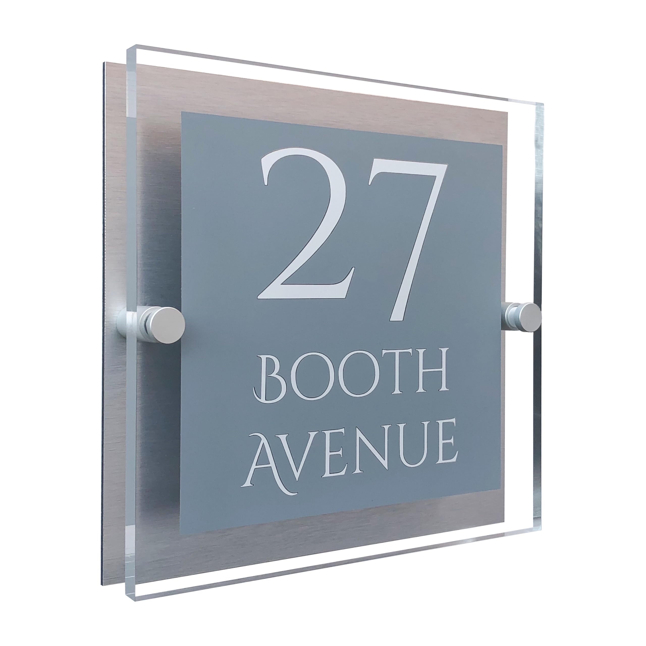 Modern Personalised House Number Plaques Door Sign Block, Grey Slate