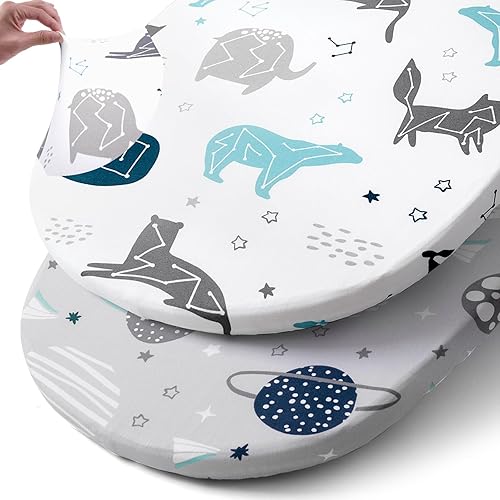 BROLEX - Juego de sábanas elásticas ajustables para moisés, paquete de 2 sábanas para moiséscolchón, unisex, para niños y niñas, ultra suave,