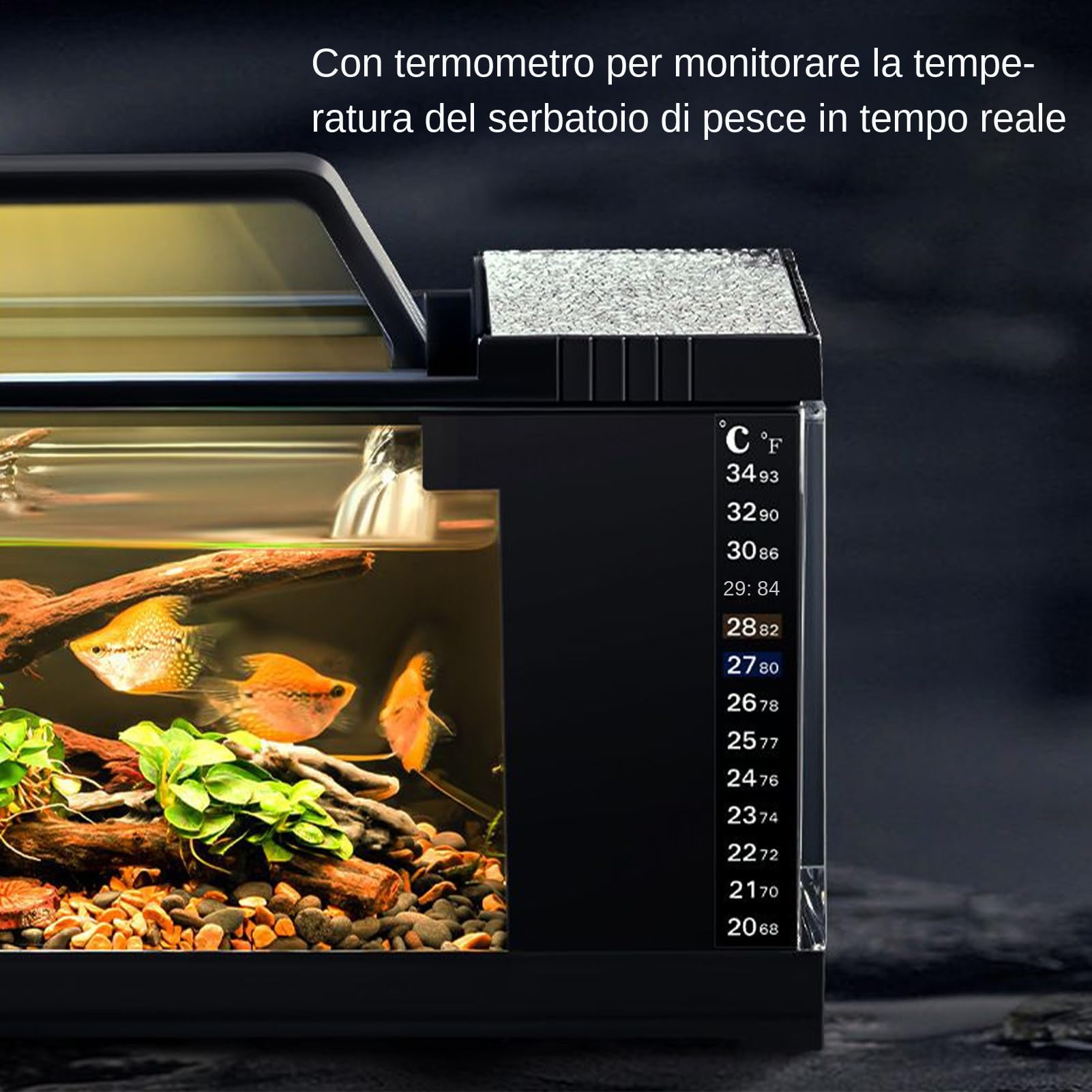 Betta Tank Leise Pumpe kristallklares Wasser Schreibtisch-Zubehör | Aquariumbecken mit LED-Beleuchtung und Filter Schreibtisch- und Wohndeko für Schlaf- und Wohnzimmer Garnelen