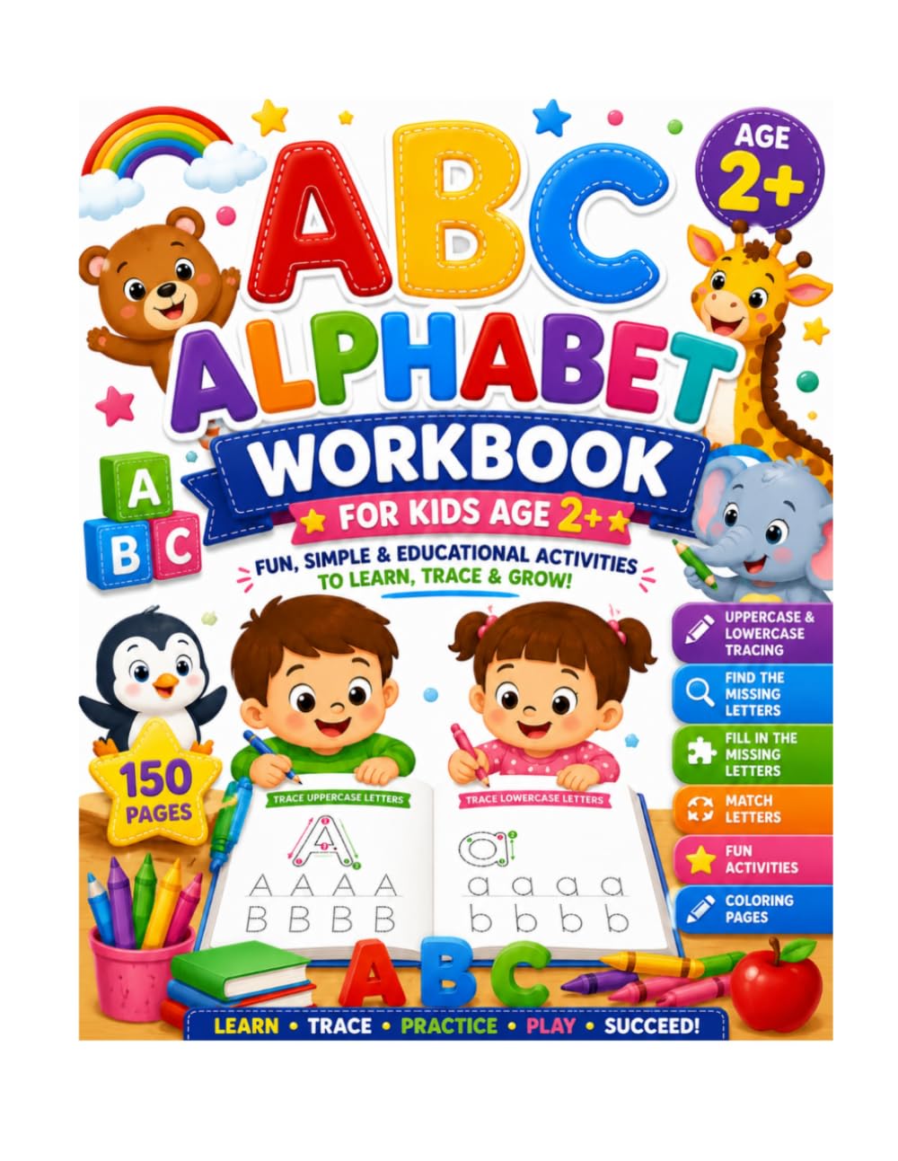 ABC Alphabet Tracing & Activity Workbook: Uppercase & Lowercase Letter Tracing, Handwriting Practice, and Missing Letter Activities for Preschool & Kindergarten Kids