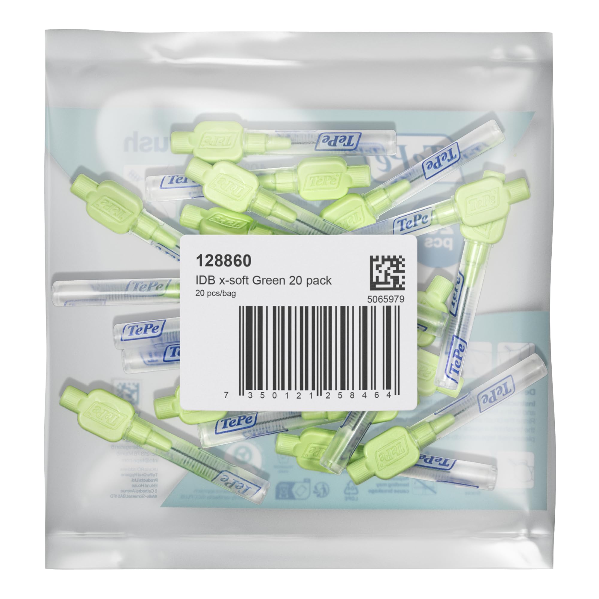 Scovolino TePe, Extra Soft, Verde, 0.20mm/ISO 5, 20pz, rimozione placca, pulizia interdentale efficace, filo dentale, per spazi larghi