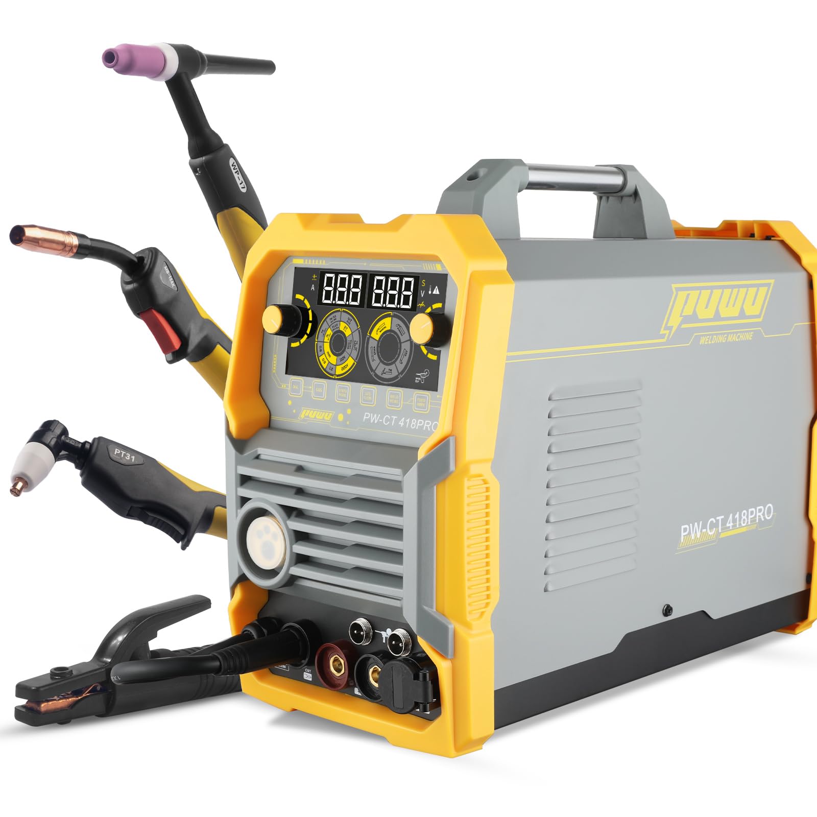 5-in-1 Multi-Process Welder: MIG/Gasless/Lift TIG/Stick/Plasma Cutter with Dual Voltage 110V-220V | IGBT Inverter & Thermal Overload Protection | LED Digital Display for Home/Workshop Welding Machine