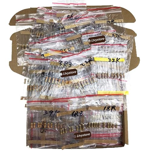 Miniatura 4 de Ltvystore Juego surtido de resistencias de película de carbono de metal, 1000 valores, 1 ohmio -10 M ohmios, 12 W, 1000 valores