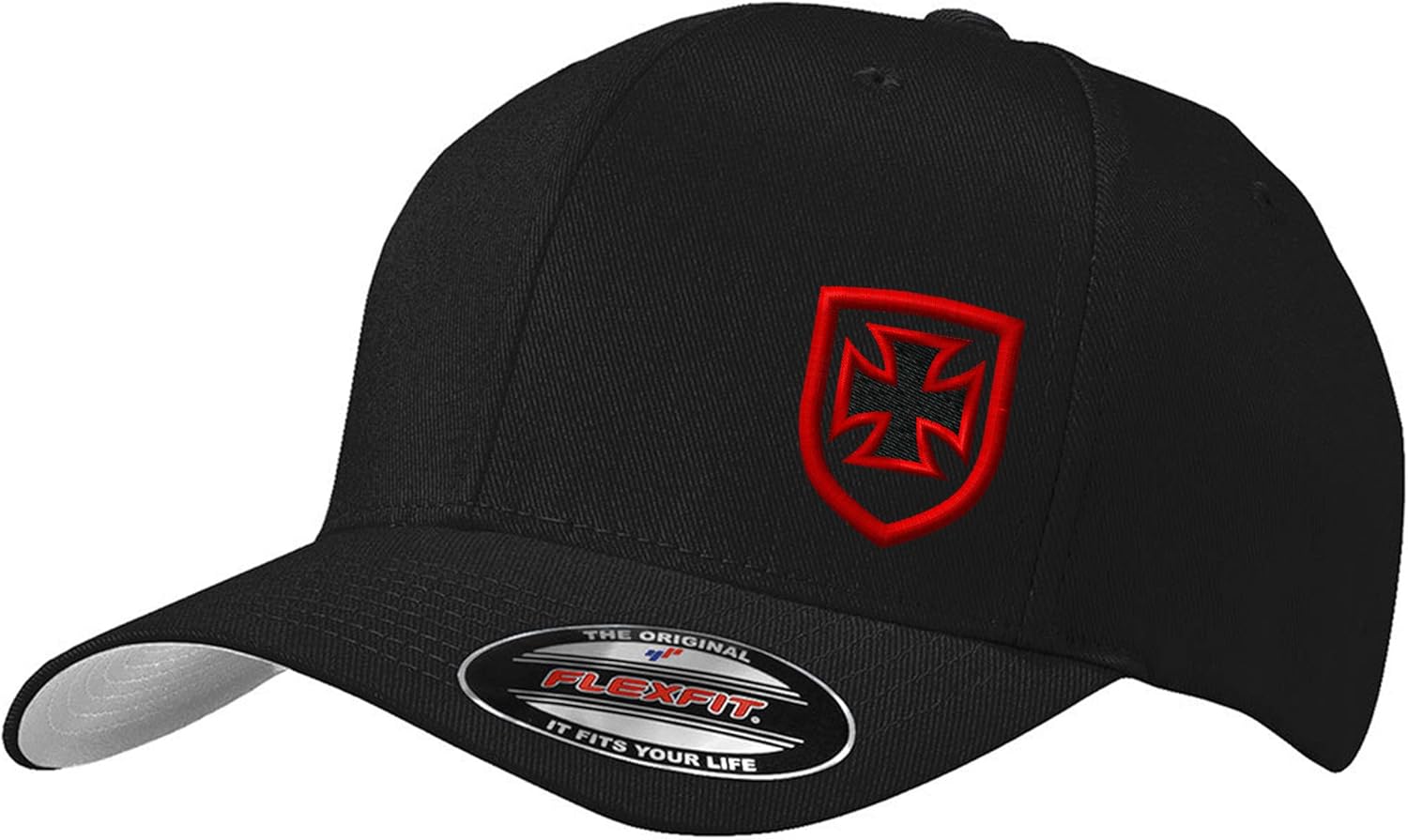 Knights Templar Crusader Cross Baseball Flex Fitted Baseball Hat | Custom Embroidered - Image 2