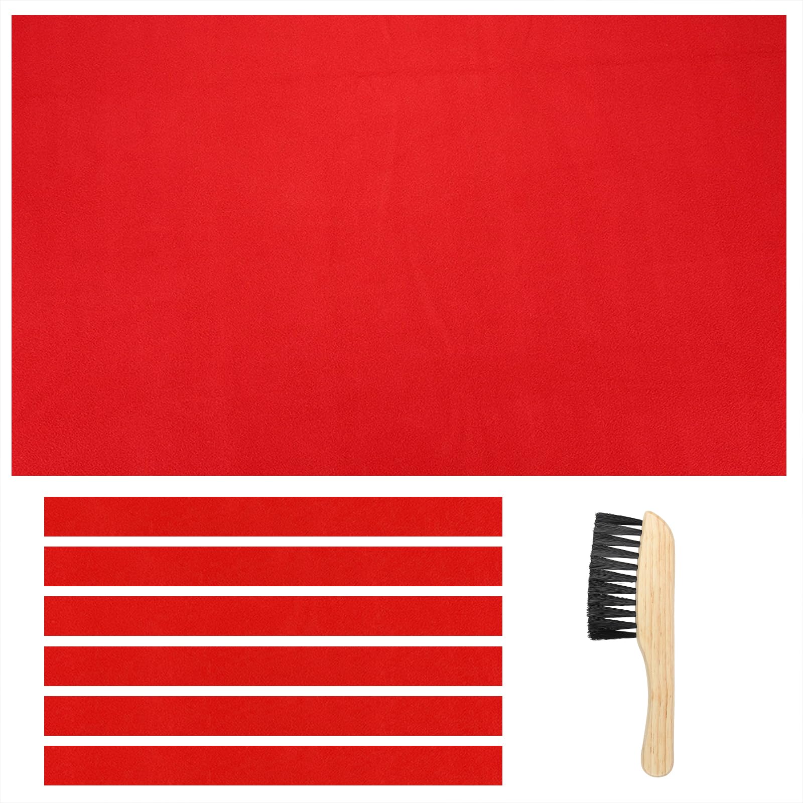 PATIKIL Billiard Cloth, 9ft Red Pool Table Felt W/Brush 6 Cloth Strip