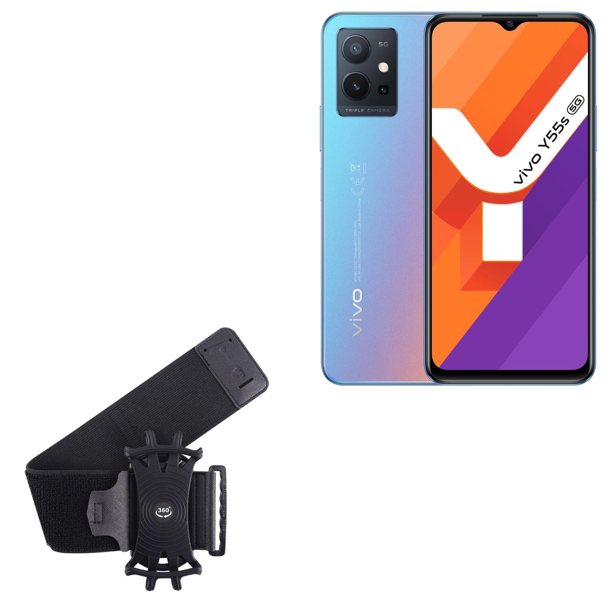 BoxWave Holster Compatible with vivo Y55s (2023) - ActiveStretch Sport Armband, Adjustable Armband for Workout and Running - Jet Black