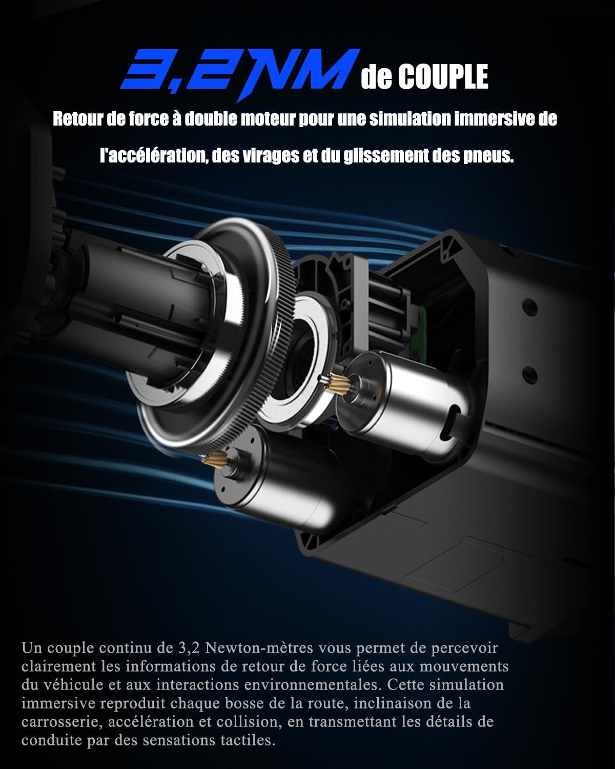 PXN V99 Volant de Jeu – Retour de Force 3,2 Nm, 270°&900°, 300mm, 4 Palettes, 3 Pédales, Levier de Vitesses en H, Application de Réglage – Volant pour PC, Xbox, PS4